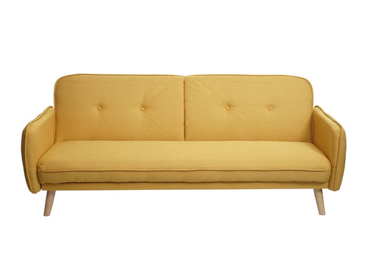 Cosmo Casa - Slaapbank - Slaapfunctie - Textiel - Geel - 185 cm