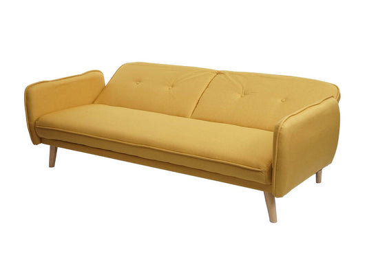 Cosmo Casa - Slaapbank - Slaapfunctie - Textiel - Geel - 185 cm