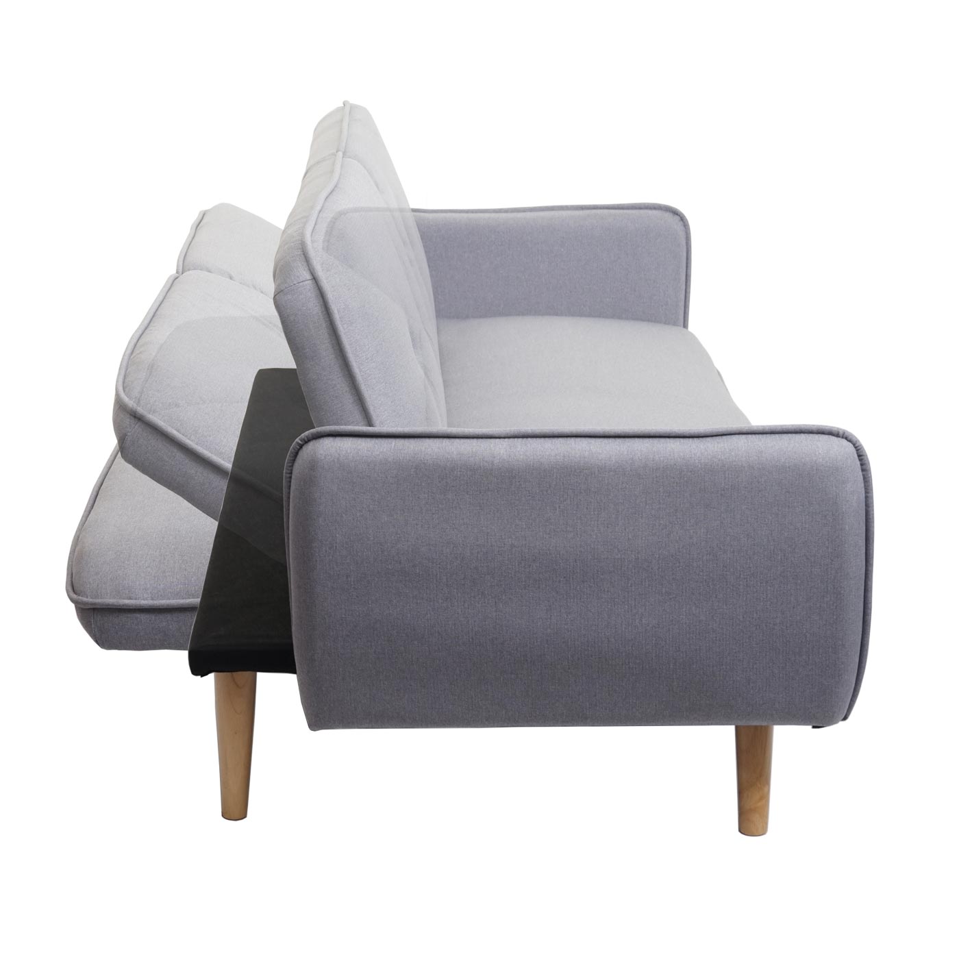 Cosmo Casa - Slaapbank - Slaapfunctie - Textiel - Grijs - 185 cm