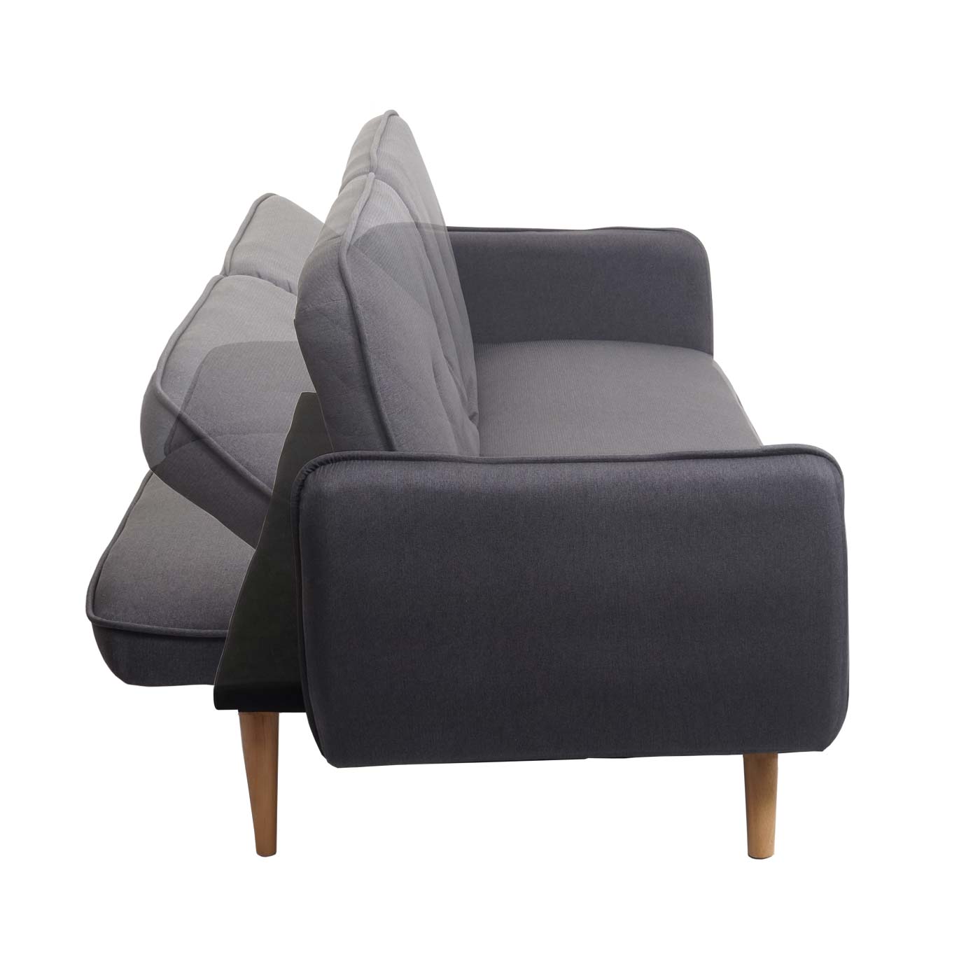 Cosmo Casa - Slaapbank - Slaapfunctie - Textiel - Antracietgrijs - 185 cm