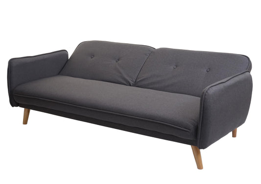 Cosmo Casa - Slaapbank - Slaapfunctie - Textiel - Antracietgrijs - 185 cm