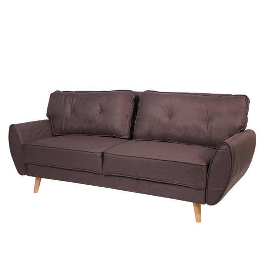 Cosmo Casa - Slaapbank 3-zits - Met slaapfunctie - Stof/textiel - Bruin - 203cm