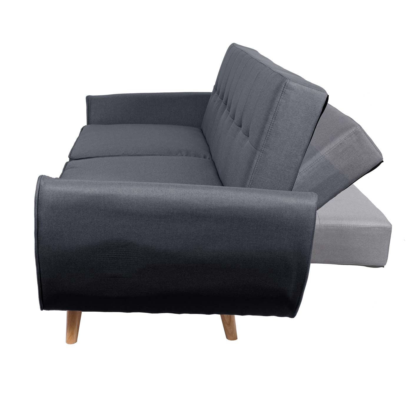 Cosmo Casa - 3-zitsbank - Met slaapfunctie - Stof/textiel - Antraciet - 203cm