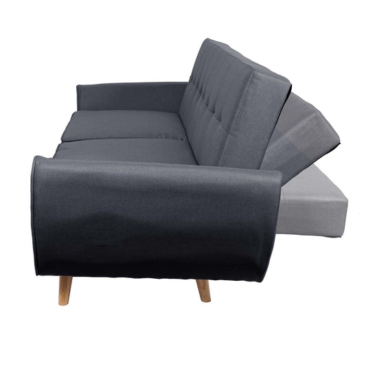 Cosmo Casa - 3-zitsbank - Met slaapfunctie - Stof/textiel - Antraciet - 203cm