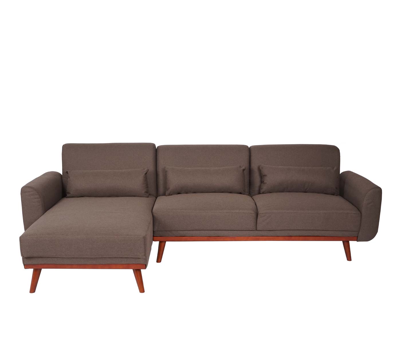 Cosmo Casa - Bank Hoekbank L-vorm 3-zits Ligstoel - Slaapfunctie - Textiel - Bruin - 280 cm