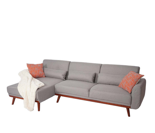 Cosmo Casa - Hoekbank L-vorm 3-zits - Slaapfunctie - Stof textiel - Grijs - 280 cm