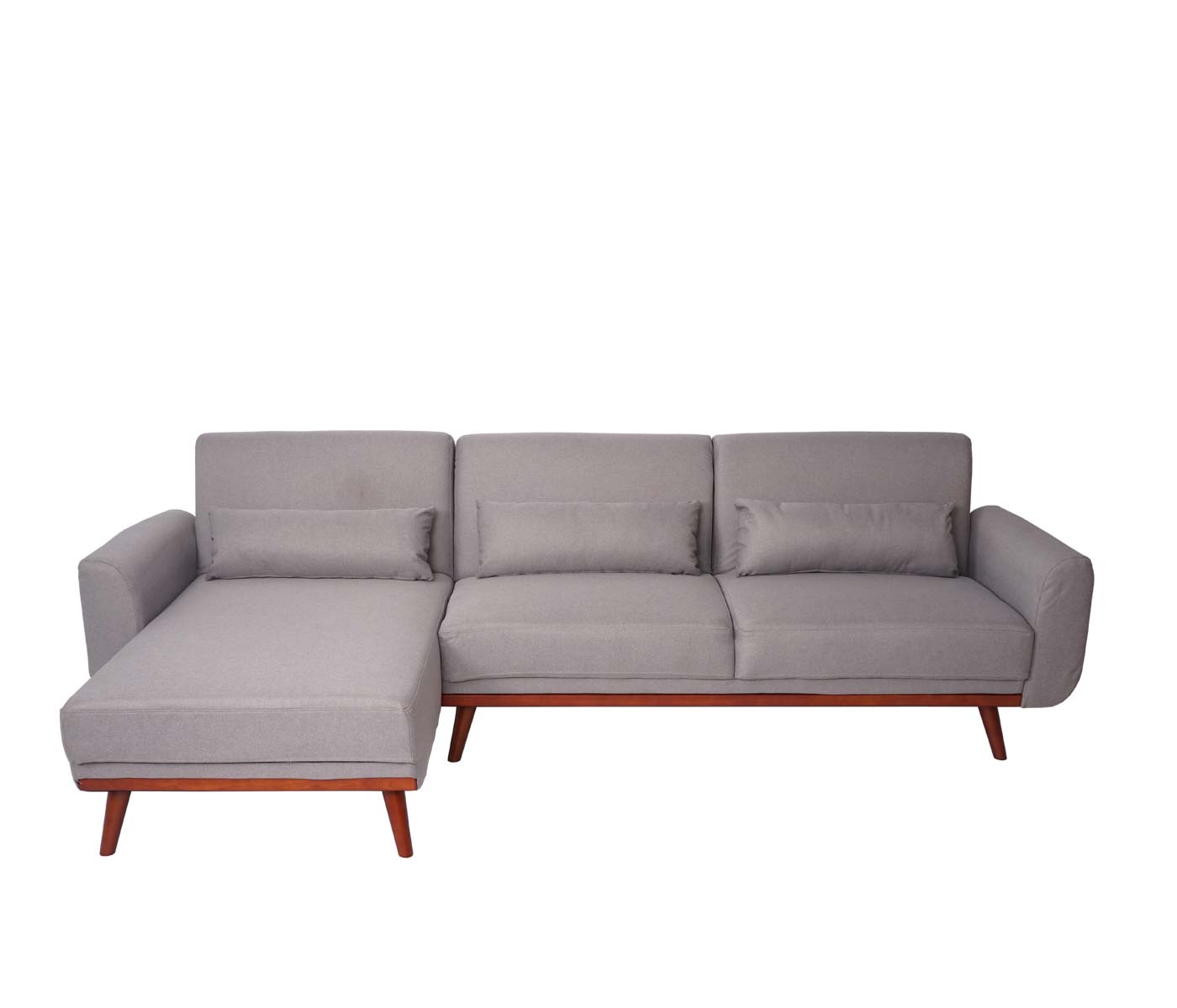 Cosmo Casa - Hoekbank L-vorm 3-zits - Slaapfunctie - Stof textiel - Grijs - 280 cm