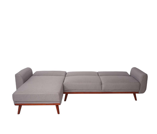 Cosmo Casa - Hoekbank L-vorm 3-zits - Slaapfunctie - Stof textiel - Grijs - 280 cm