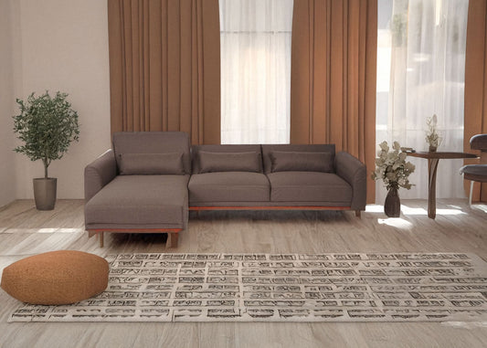 Cosmo Casa - Hoekbank L-vorm 3-zits - Slaapfunctie - Stof textiel - Antracietgrijs - 280 cm