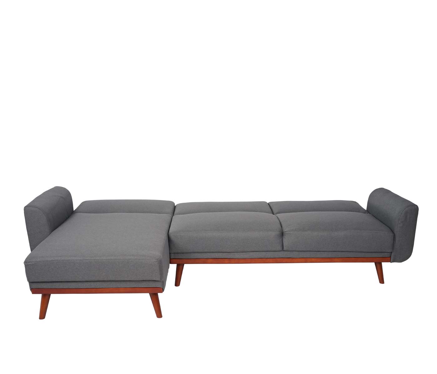 Cosmo Casa - Hoekbank L-vorm 3-zits - Slaapfunctie - Stof textiel - Antracietgrijs - 280 cm