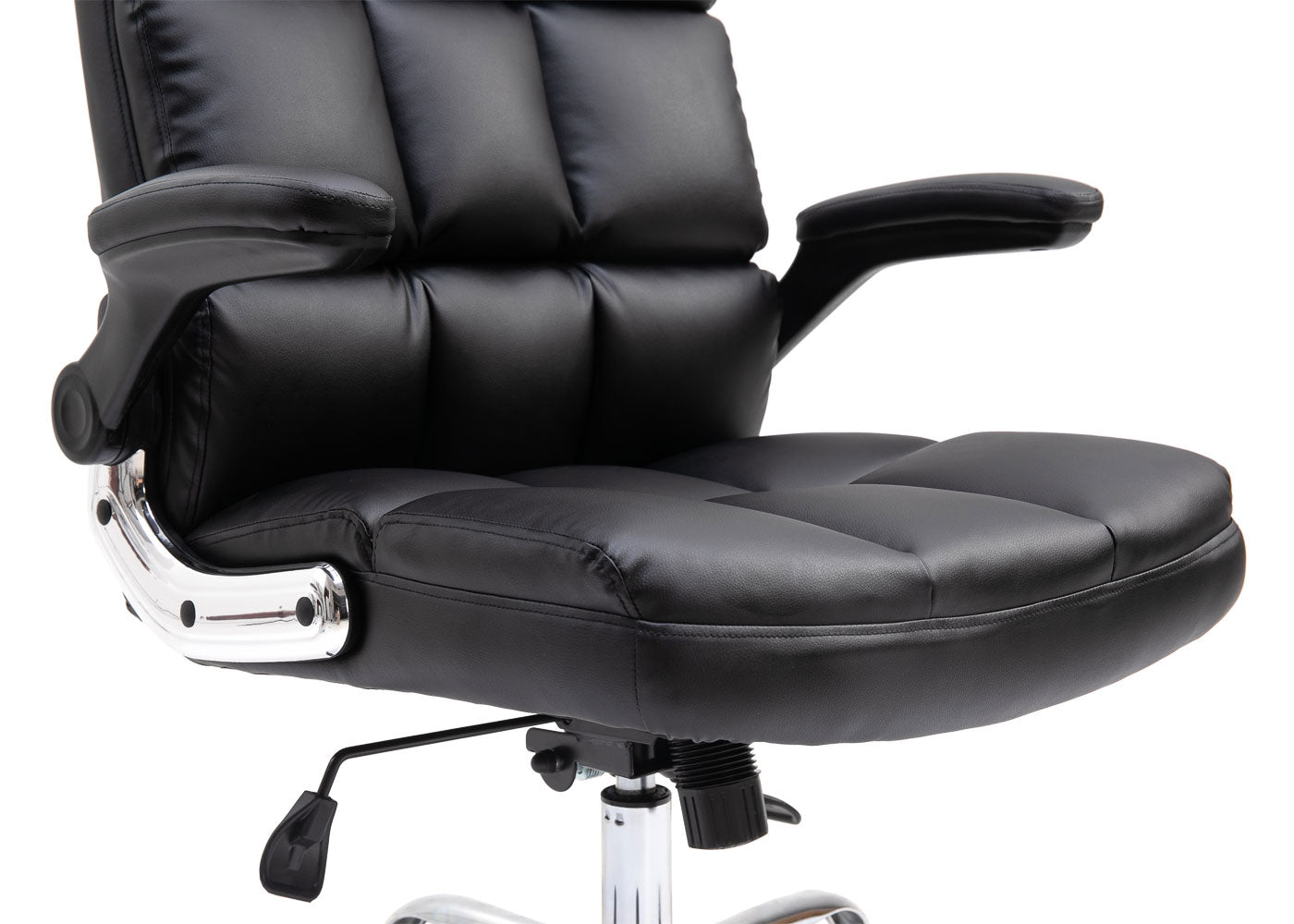 Cosmo Casa - Bureaustoel - Directiestoel - Draaistoel - In Hoogte Verstelbaar - Zwart Imitatieleer