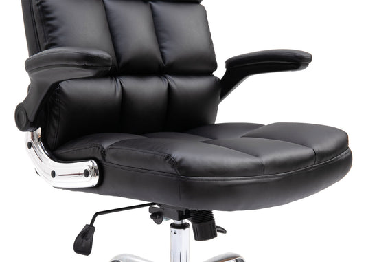 Cosmo Casa - Bureaustoel - Directiestoel - Draaistoel - In Hoogte Verstelbaar - Zwart Imitatieleer