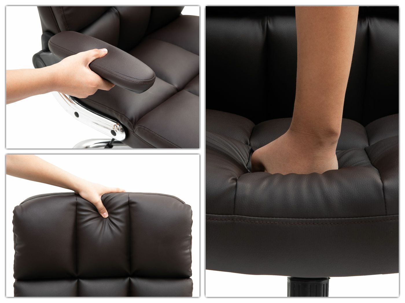 Cosmo Casa - Bureaustoel - Directiestoel - Draaistoel - In Hoogte Verstelbaar - Bruin Imitatieleer