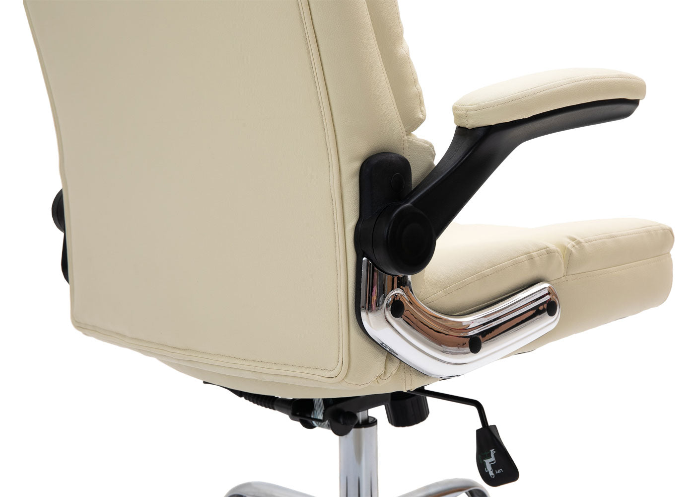 Cosmo Casa - Bureaustoel - Directiestoel - In Hoogte Verstelbaar - Crèmekleurig Kunstleer