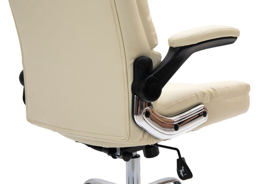 Cosmo Casa - Bureaustoel - Directiestoel - In Hoogte Verstelbaar - Crèmekleurig Kunstleer