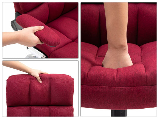 Cosmo Casa - Bureaustoel - Directiestoel - Draaistoel - In Hoogte Verstelbaar - Stoftextiel Wijnrood