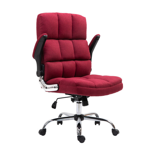 Cosmo Casa - Bureaustoel - Directiestoel - Draaistoel - In Hoogte Verstelbaar - Stoftextiel Wijnrood
