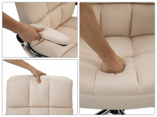 Cosmo Casa - Bureaustoel - Directiestoel - In Hoogte Verstelbaar - Stoftextiel Crèmebeige