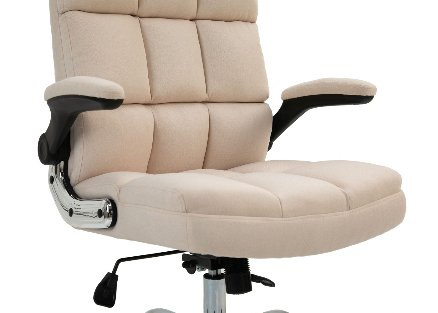 Cosmo Casa - Bureaustoel - Directiestoel - In Hoogte Verstelbaar - Stoftextiel Crèmebeige