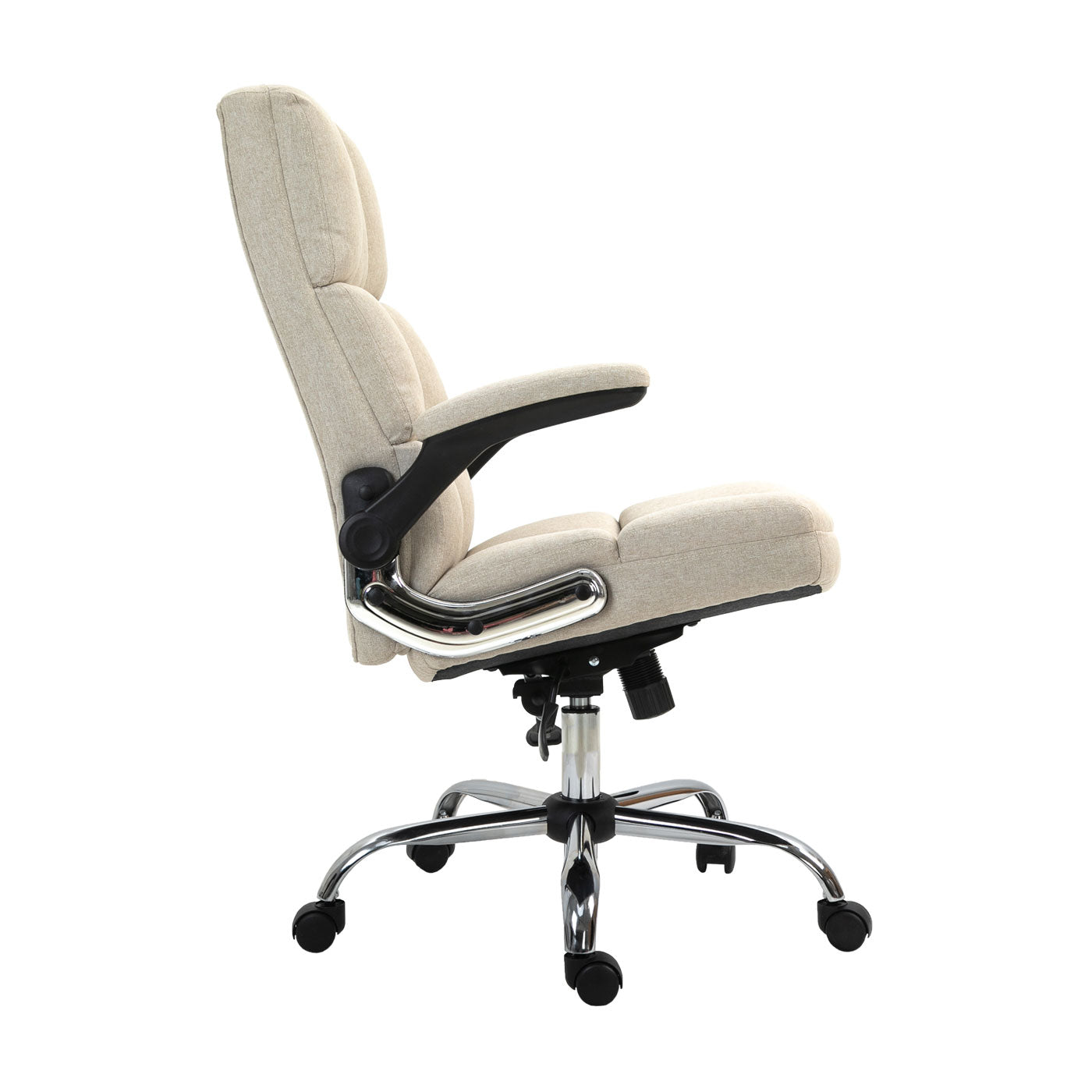 Cosmo Casa - Bureaustoel - Directiestoel - In Hoogte Verstelbaar - Stoftextiel Lichtbruin