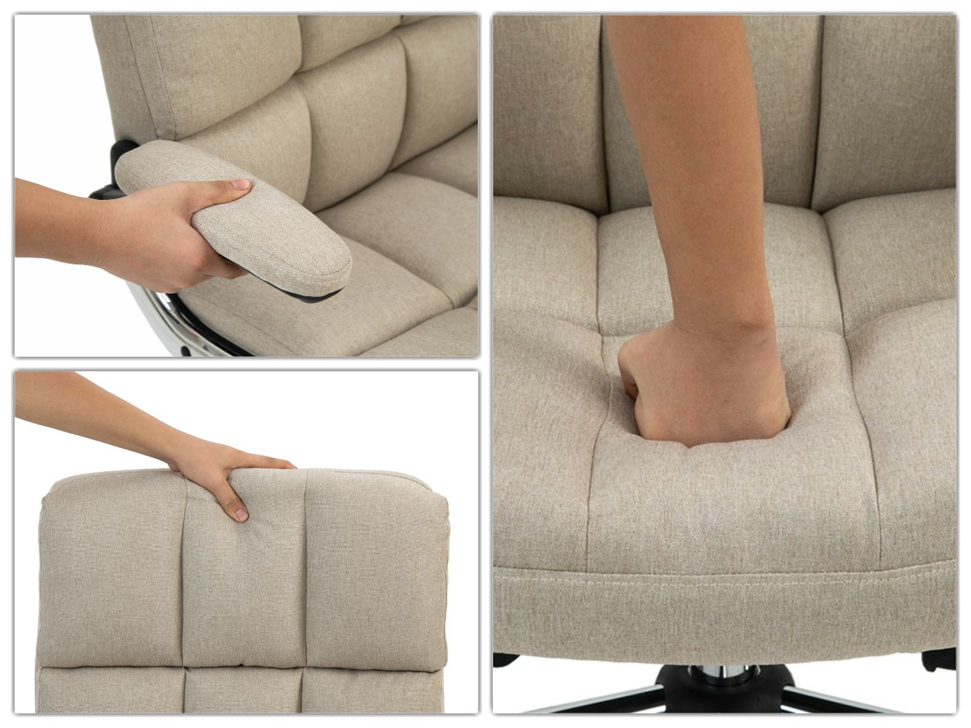 Cosmo Casa - Bureaustoel - Directiestoel - In Hoogte Verstelbaar - Stoftextiel Lichtbruin