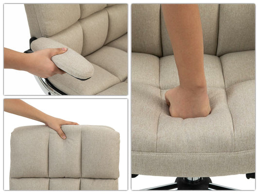 Cosmo Casa - Bureaustoel - Directiestoel - In Hoogte Verstelbaar - Stoftextiel Lichtbruin