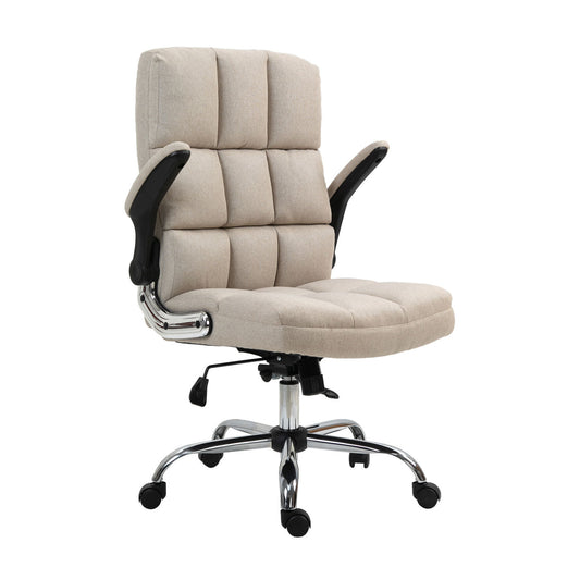 Cosmo Casa - Bureaustoel - Directiestoel - In Hoogte Verstelbaar - Stoftextiel Lichtbruin