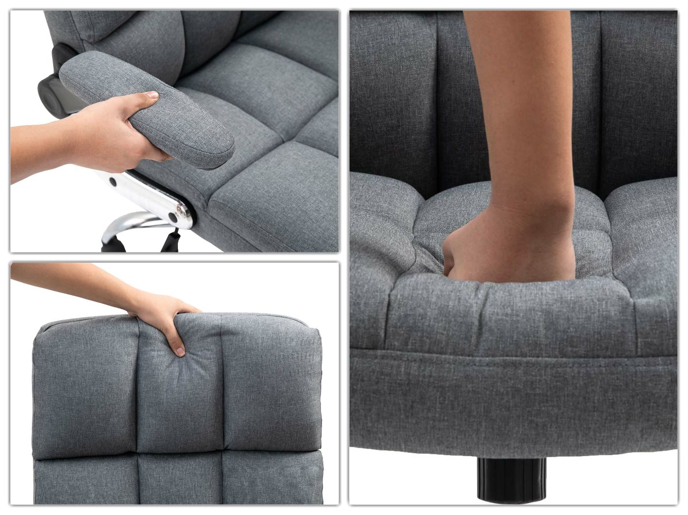 Cosmo Casa - Bureaustoel - Directiestoel - In Hoogte Verstelbaar - Stoftextiel Grijs