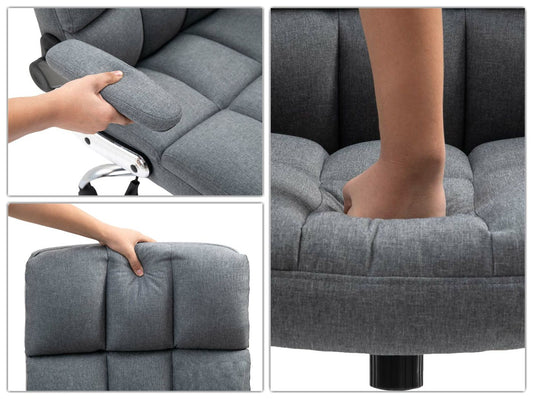 Cosmo Casa - Bureaustoel - Directiestoel - In Hoogte Verstelbaar - Stoftextiel Grijs