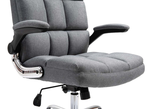 Cosmo Casa - Bureaustoel - Directiestoel - In Hoogte Verstelbaar - Stoftextiel Grijs