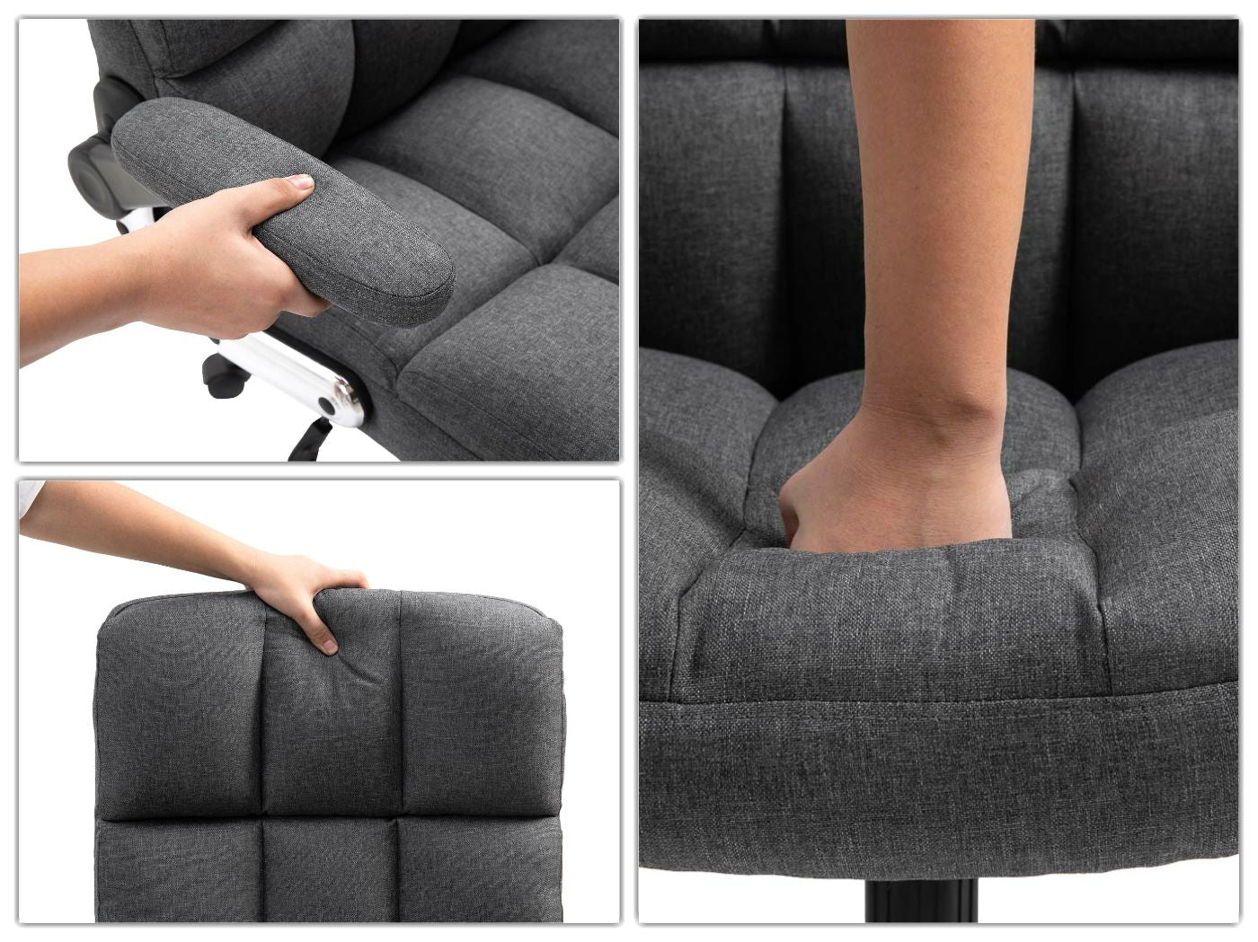 Cosmo Casa - Bureaustoel - Directiestoel - In Hoogte Verstelbaar - Stoftextiel Donkergrijs