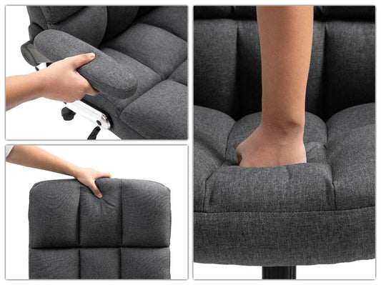 Cosmo Casa - Bureaustoel - Directiestoel - In Hoogte Verstelbaar - Stoftextiel Donkergrijs