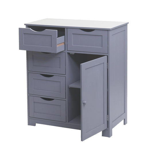 Cosmo Casa - Ladekast - 5 Laden en 1 Deur - 80x70x35cm - Grijs