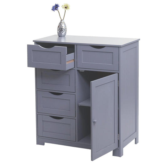 Cosmo Casa - Ladekast - 5 Laden en 1 Deur - 80x70x35cm - Grijs