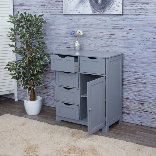 Cosmo Casa - Ladekast - 5 Laden en 1 Deur - 80x70x35cm - Grijs