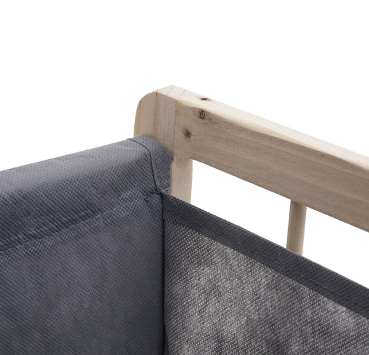 Cosmo Casa - Wasverzamelaar - Wasbox Wasmand - Massief Hout - Lichtbruin - Grijze Deksel - 2 Vakken - 60×60×33 cm - 68 l