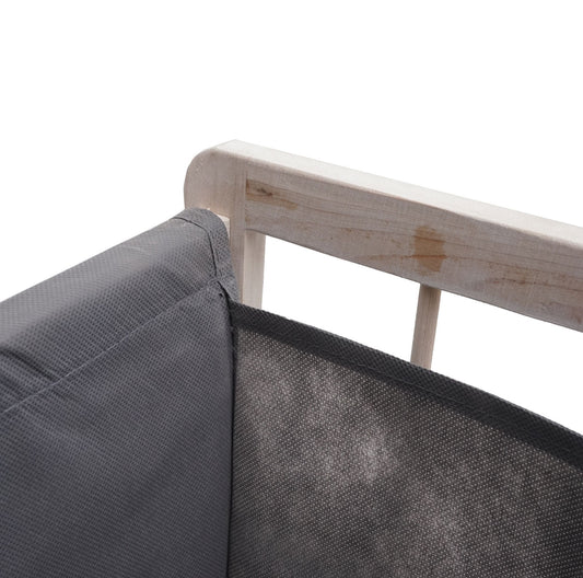 Cosmo Casa - Wasverzamelaar - Wasbox Wasmand - Massief Hout - Shabby White - Grijze Deksel - 2 Vakken - 60×60×33 cm - 68 l
