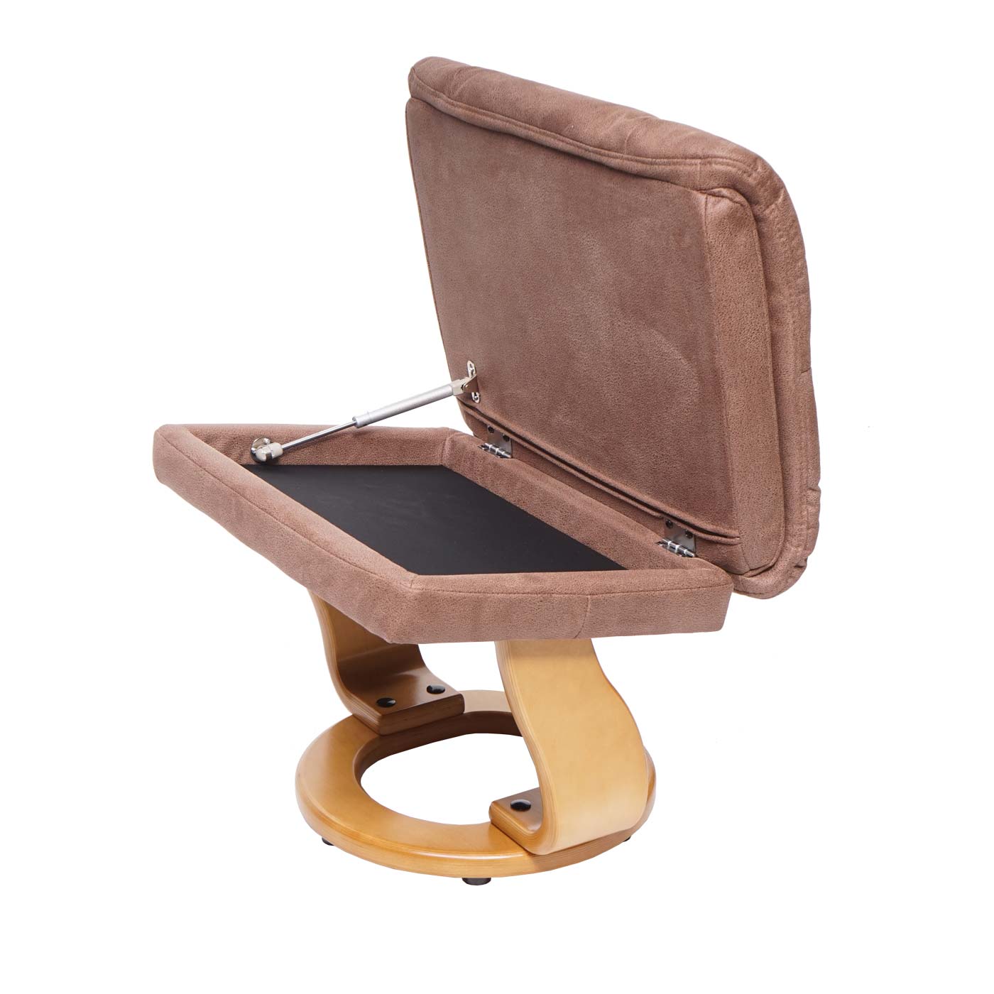 Cosmo Casa - Relaxstoel XXL - Met kruk - Textiel - Bruin - Frame naturel