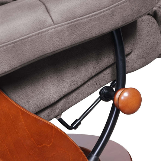 Cosmo Casa - Relaxstoel XXL - Met kruk - Textiel - Donkergrijs - Frame walnootlook