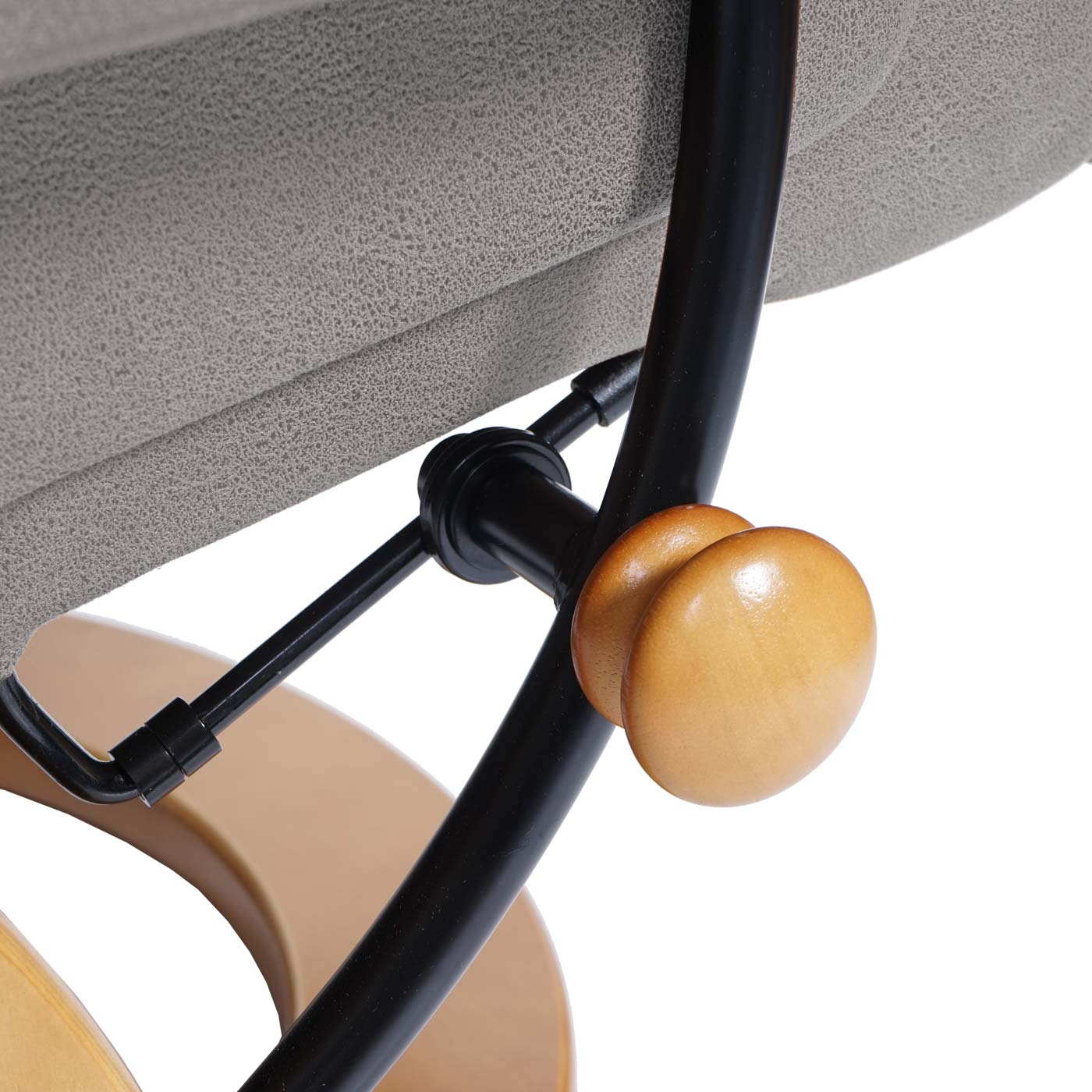 Cosmo Casa - Relaxstoel XXL - Met kruk - Textiel - Lichtgrijs - Frame naturel