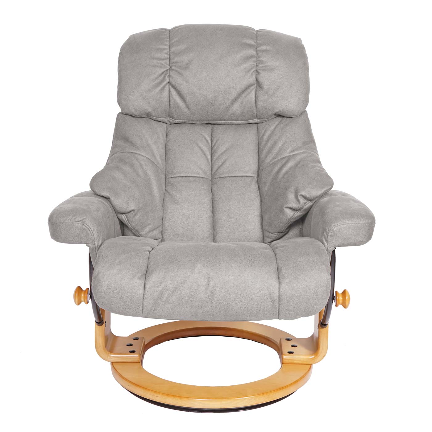 Cosmo Casa - Relaxstoel XXL - Met kruk - Textiel - Lichtgrijs - Frame naturel