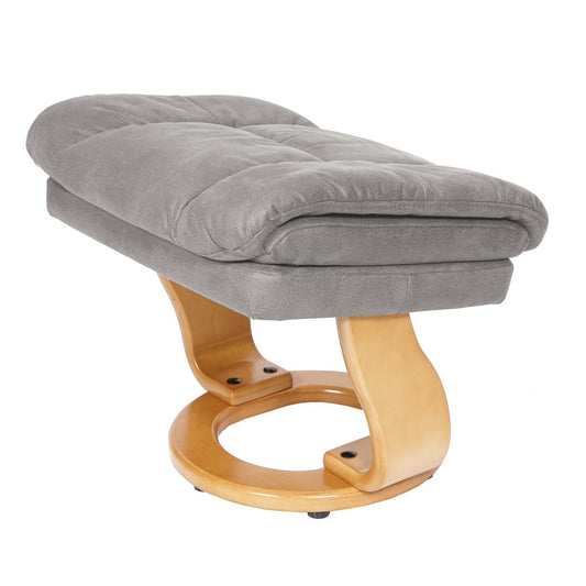 Cosmo Casa - Relaxstoel XXL - Met kruk - Textiel - Lichtgrijs - Frame naturel