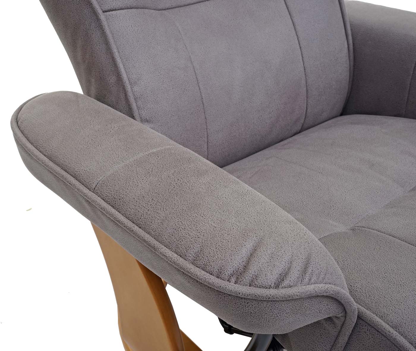Cosmo Casa - Relaxfauteuil - TV-stoel met armleuningen - Stof/textiel - Lichtgrijs-natuurlijk bruin