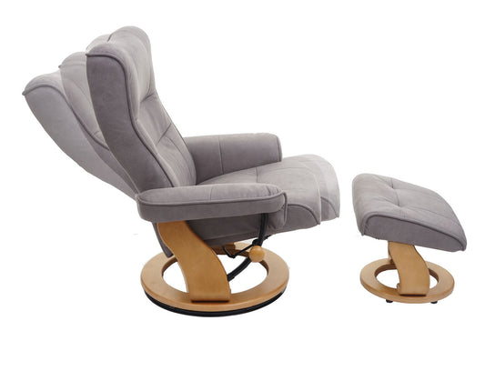 Cosmo Casa - Relaxfauteuil - TV-stoel met armleuningen - Stof/textiel - Lichtgrijs-natuurlijk bruin