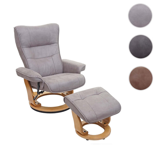 Cosmo Casa - Relaxfauteuil - TV-stoel met armleuningen - Stof/textiel - Lichtgrijs-natuurlijk bruin