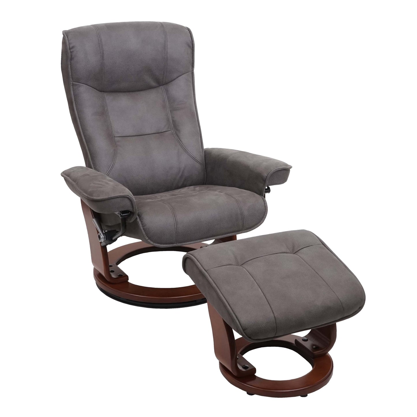 Cosmo Casa - Relaxfauteuil - Inclusief kruk - Stof/textiel - Donkergrijs-walnootkleur