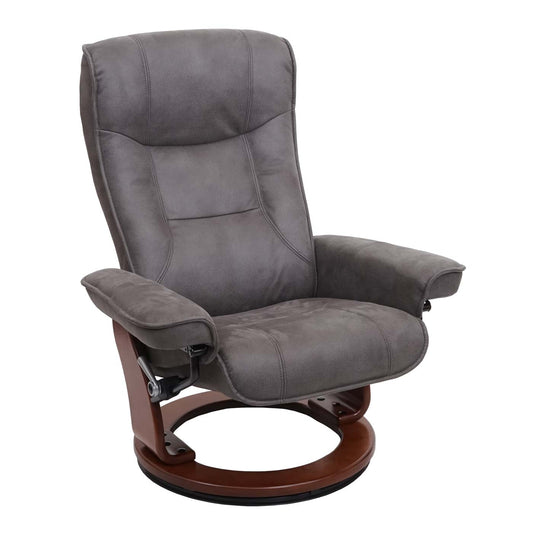 Cosmo Casa - Relaxfauteuil - Inclusief kruk - Stof/textiel - Donkergrijs-walnootkleur