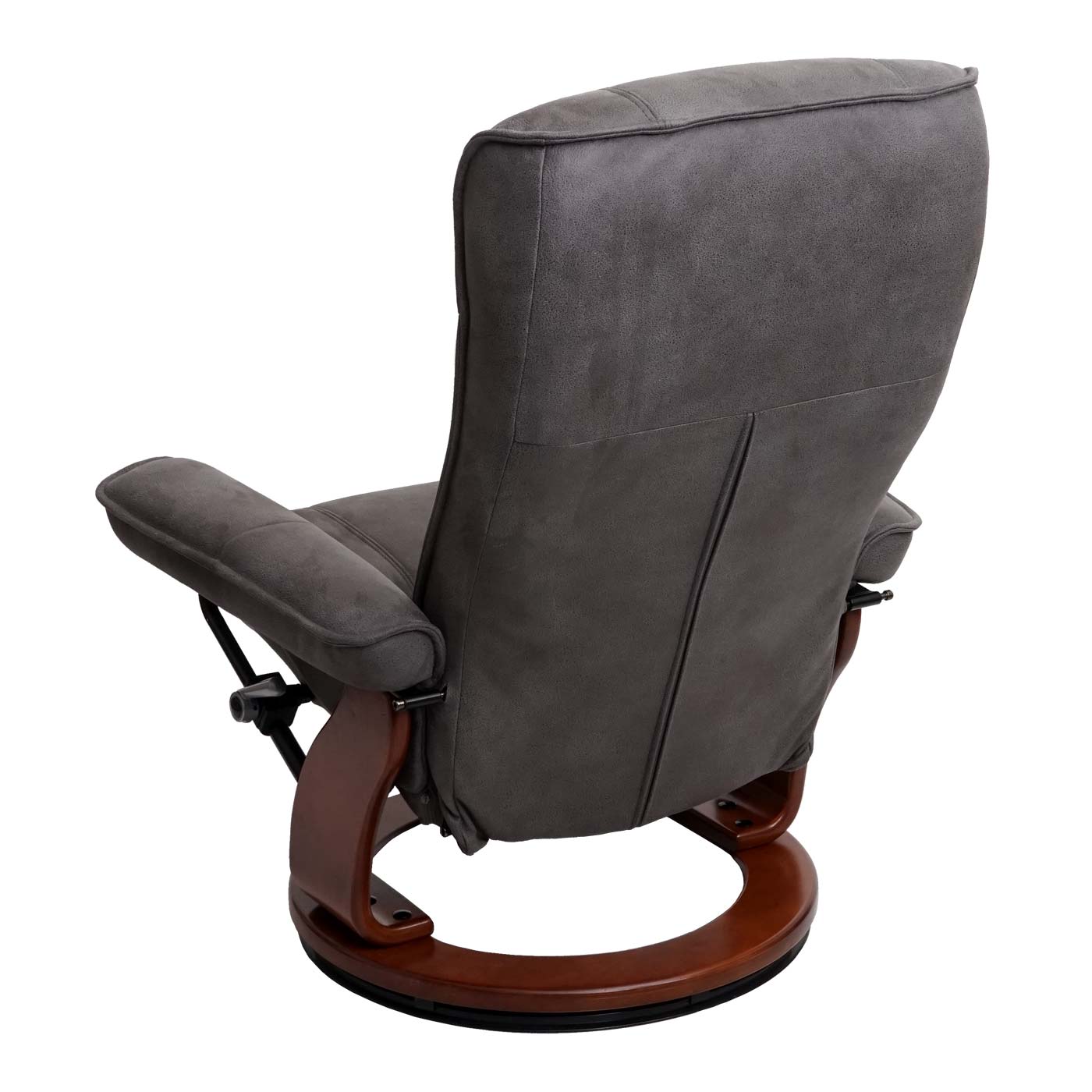 Cosmo Casa - Relaxfauteuil - Inclusief kruk - Stof/textiel - Donkergrijs-walnootkleur
