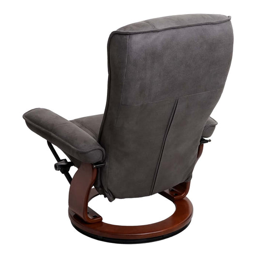 Cosmo Casa - Relaxfauteuil - Inclusief kruk - Stof/textiel - Donkergrijs-walnootkleur