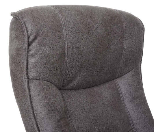 Cosmo Casa - Relaxfauteuil - Inclusief kruk - Stof/textiel - Donkergrijs-walnootkleur